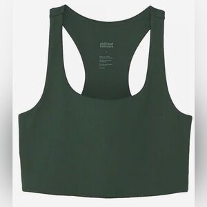 Girlfriend Collective Paloma Racerback Sports Bra Dark Green Small Gym Dance Fun
